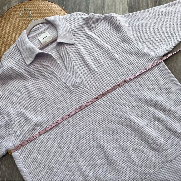 Aerie waffle knit cozy up polo sweater in lavender women’s size XL - Picture 5 of 7